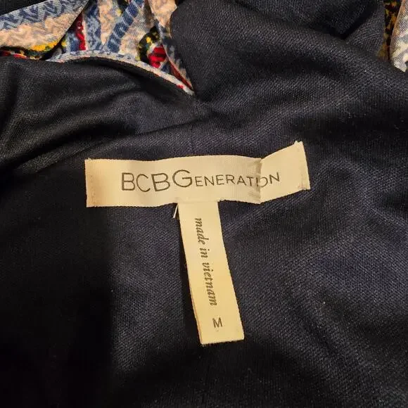 Women's BCBGeneration Blue Striped V-Neck Midi Length Hi Low Dress | Size Medium - Picture 11 of 12